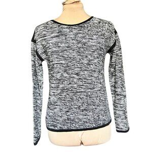 Athleta (Small - EUC) “Retreat” Black & White Marled Knit Long Sleeve Top